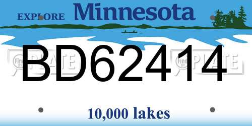 BD62414 Minnesota License Plate