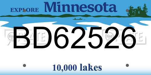 BD62526 Minnesota License Plate