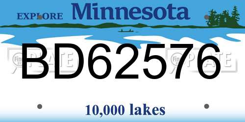 BD62576 Minnesota License Plate