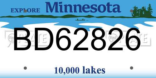 BD62826 Minnesota License Plate