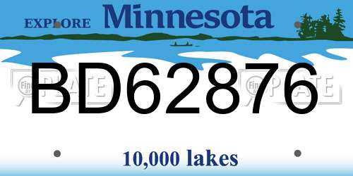 BD62876 Minnesota License Plate