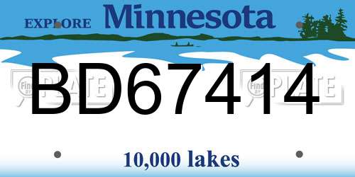 BD67414 Minnesota License Plate