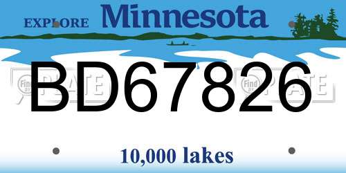 BD67826 Minnesota License Plate