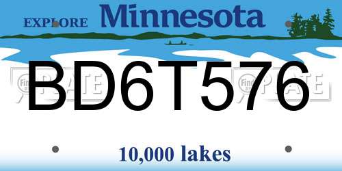 BD6T576 Minnesota License Plate