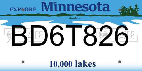 BD6T826 Minnesota License Plate