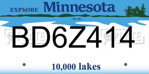 BD6Z414 Minnesota License Plate