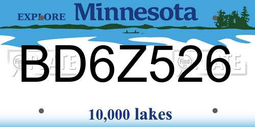 BD6Z526 Minnesota License Plate