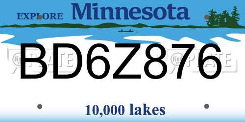 BD6Z876 Minnesota License Plate