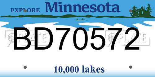 BD70572 Minnesota License Plate