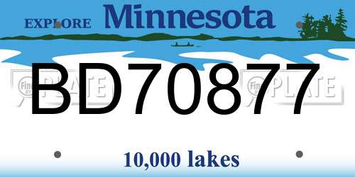 BD70877 Minnesota License Plate