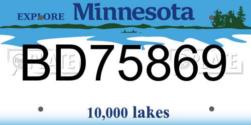 BD75869 Minnesota License Plate