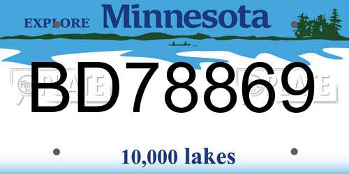 BD78869 Minnesota License Plate