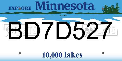 BD7D527 Minnesota License Plate