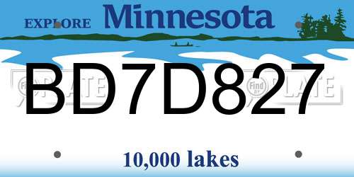 BD7D827 Minnesota License Plate