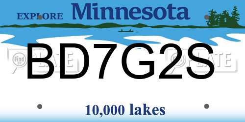 BD7G2S Minnesota License Plate