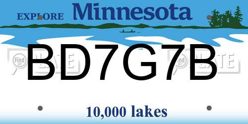 BD7G7B Minnesota License Plate