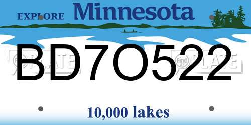 BD7O522 Minnesota License Plate