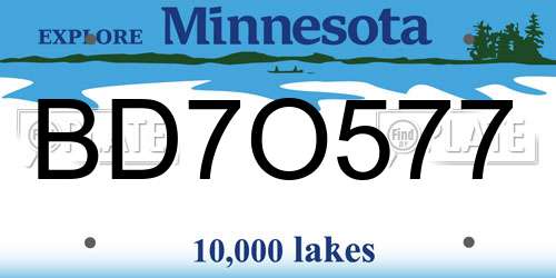 BD7O577 Minnesota License Plate