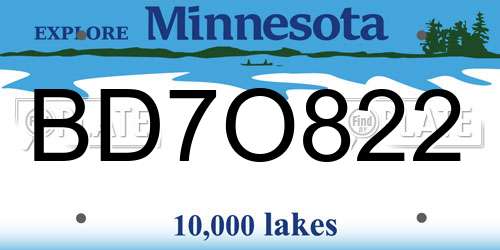 BD7O822 Minnesota License Plate