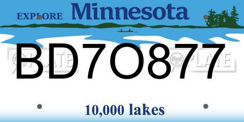 BD7O877 Minnesota License Plate