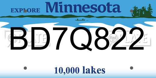 BD7Q822 Minnesota License Plate