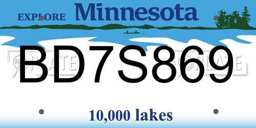 BD7S869 Minnesota License Plate