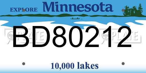 BD80212 Minnesota License Plate