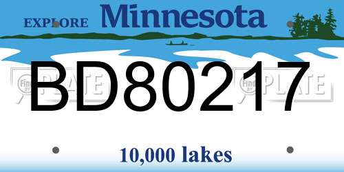 BD80217 Minnesota License Plate