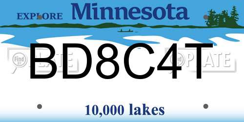 BD8C4T Minnesota License Plate