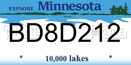 BD8D212 Minnesota License Plate