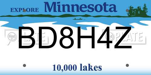BD8H4Z Minnesota License Plate
