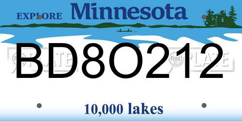 BD8O212 Minnesota License Plate