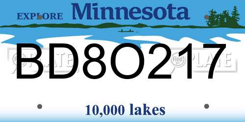 BD8O217 Minnesota License Plate