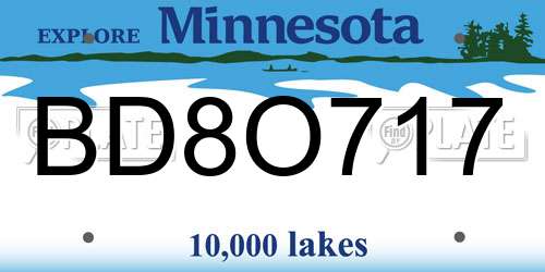 BD8O717 Minnesota License Plate