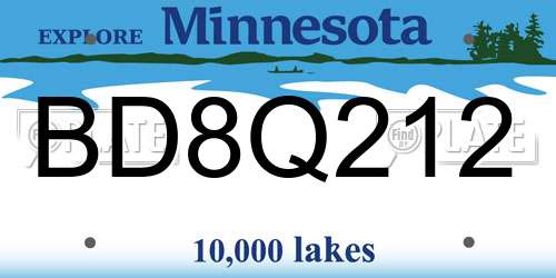 BD8Q212 Minnesota License Plate
