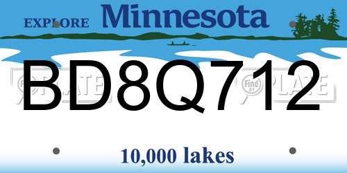 BD8Q712 Minnesota License Plate