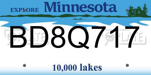 BD8Q717 Minnesota License Plate
