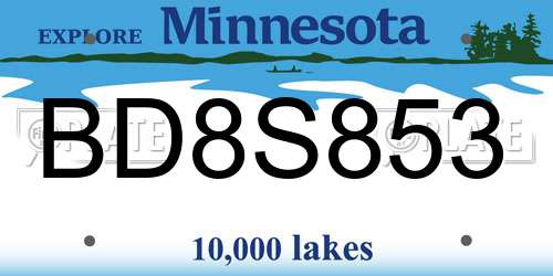 BD8S853 Minnesota License Plate