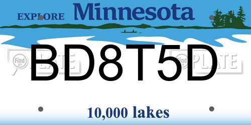 BD8T5D Minnesota License Plate