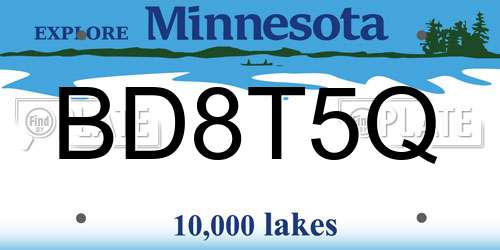 BD8T5Q Minnesota License Plate