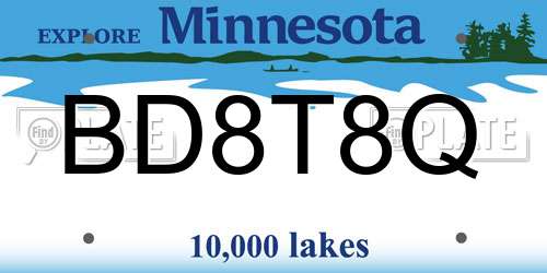 BD8T8Q Minnesota License Plate