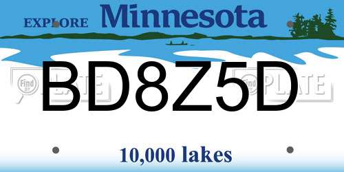 BD8Z5D Minnesota License Plate