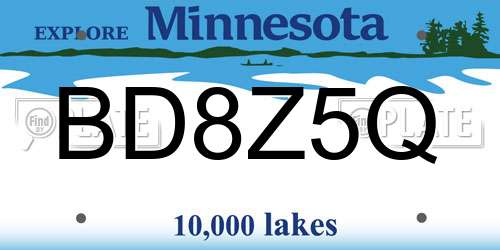 BD8Z5Q Minnesota License Plate