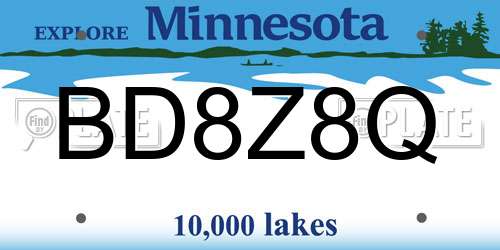 BD8Z8Q Minnesota License Plate