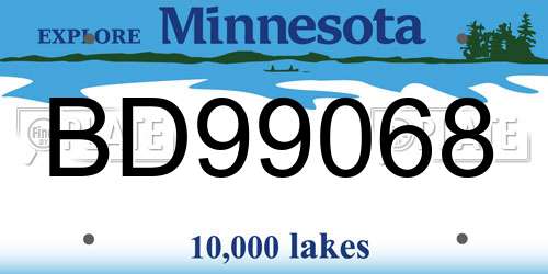 BD99068 Minnesota License Plate