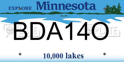 BDA14O Minnesota License Plate