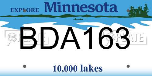 BDA163 Minnesota License Plate