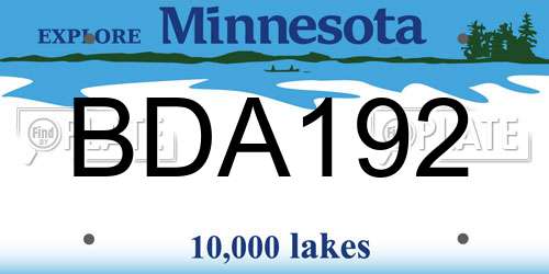BDA192 Minnesota License Plate