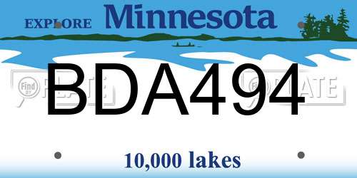 BDA494 Minnesota License Plate