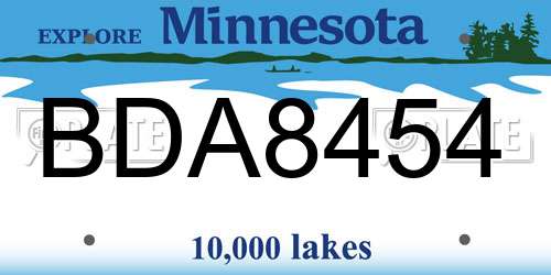 BDA8454 Minnesota License Plate